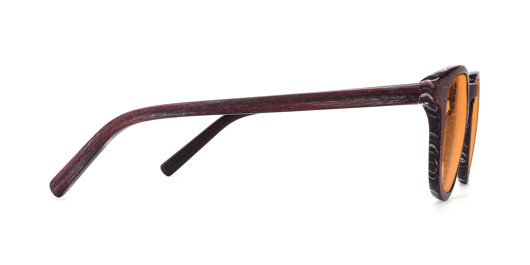 Side of SR6044 in Wine-Wooden with Orange Tinted Lenses
