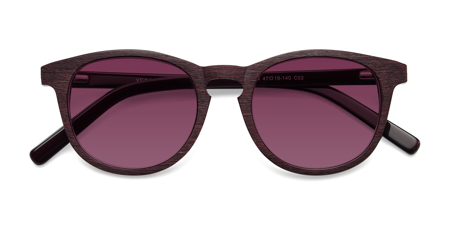 Folded Front of SR6044 in Wine-Wooden with Wine Tinted Lenses