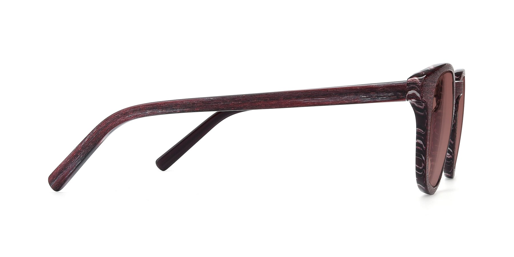 Side of SR6044 in Wine-Wooden with Garnet Tinted Lenses