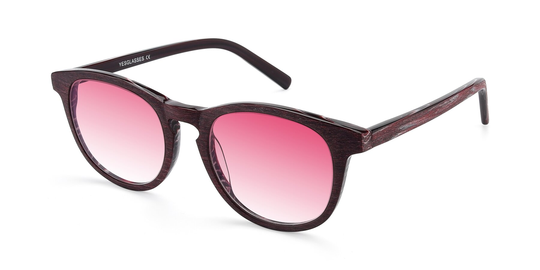 Angle of SR6044 in Wine-Wooden with Pink Gradient Lenses