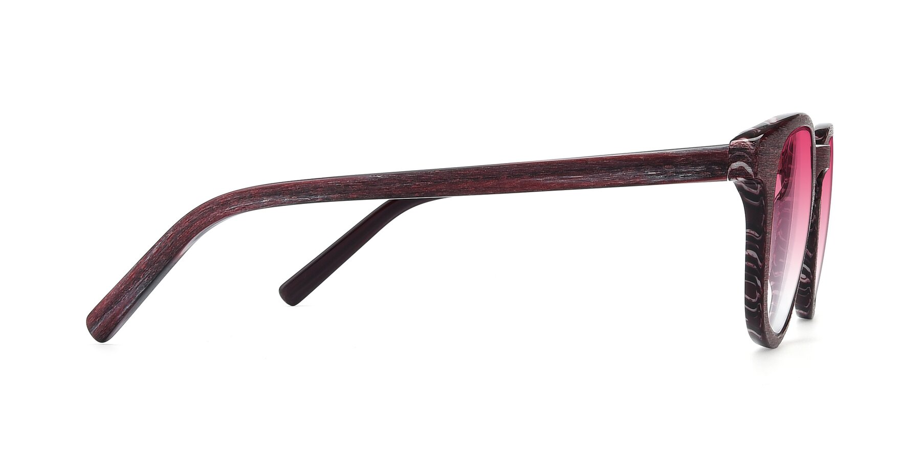 Side of SR6044 in Wine-Wooden with Pink Gradient Lenses