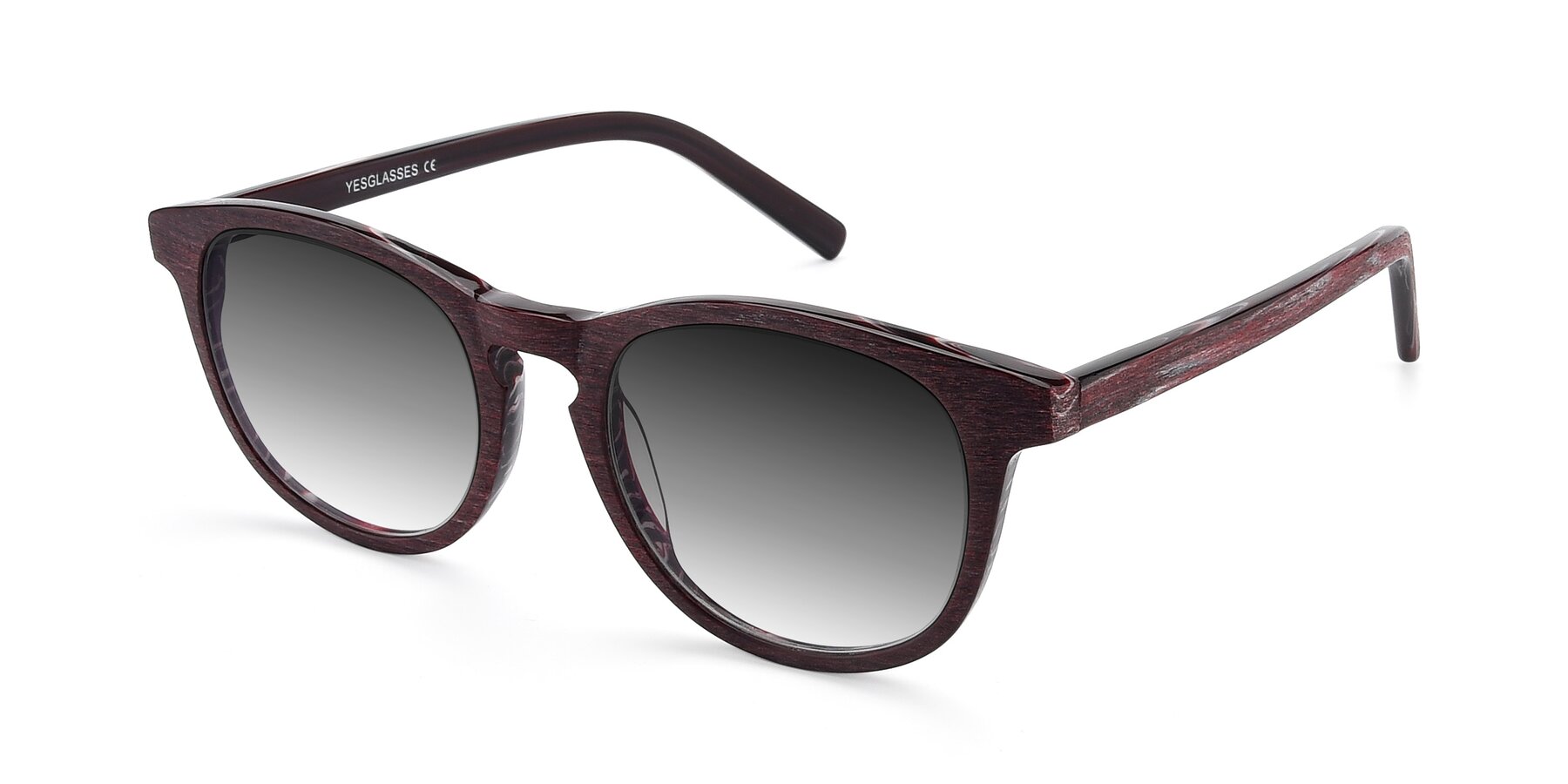 Angle of SR6044 in Wine-Wooden with Gray Gradient Lenses
