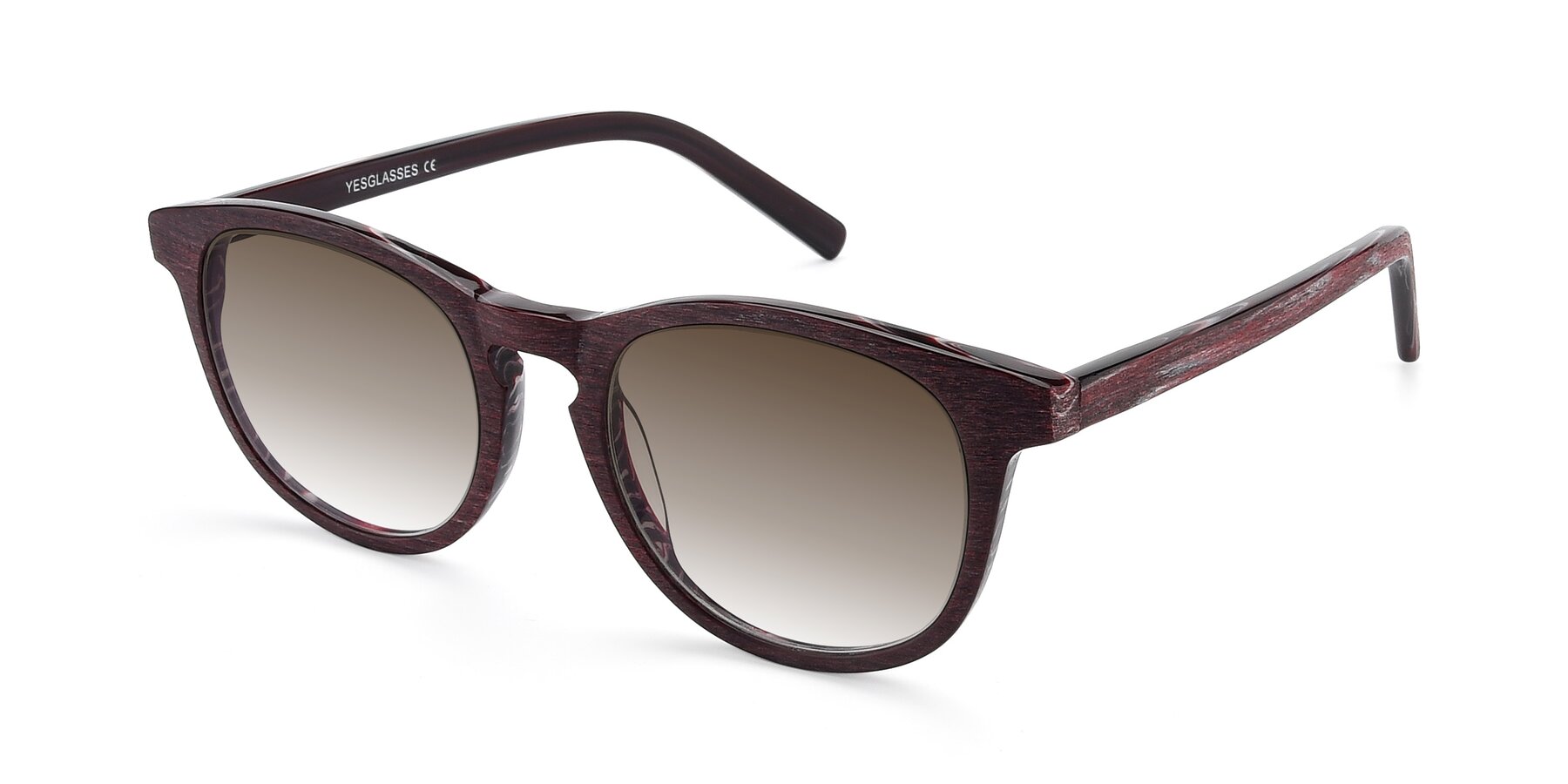 Angle of SR6044 in Wine-Wooden with Brown Gradient Lenses