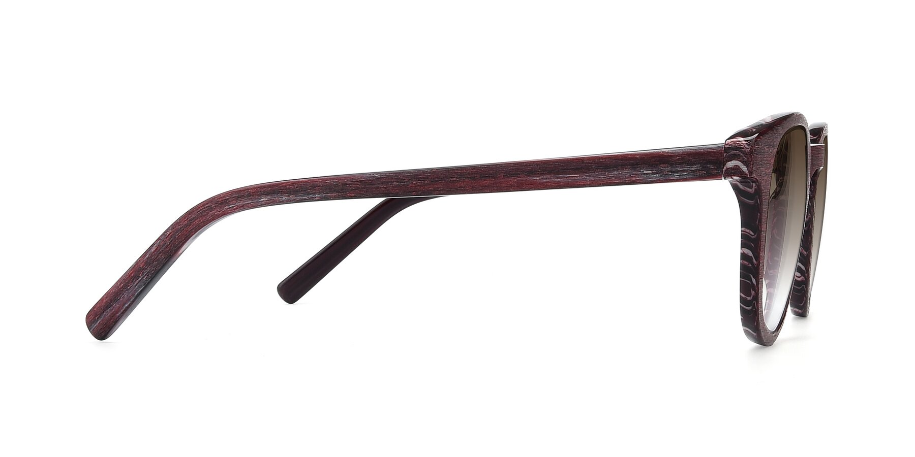 Side of SR6044 in Wine-Wooden with Brown Gradient Lenses