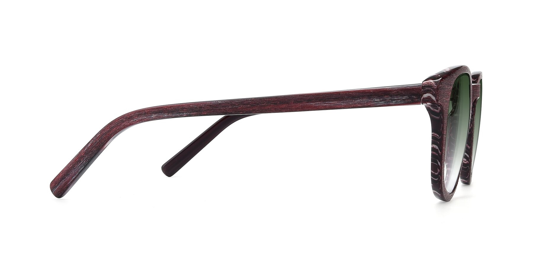Side of SR6044 in Wine-Wooden with Green Gradient Lenses