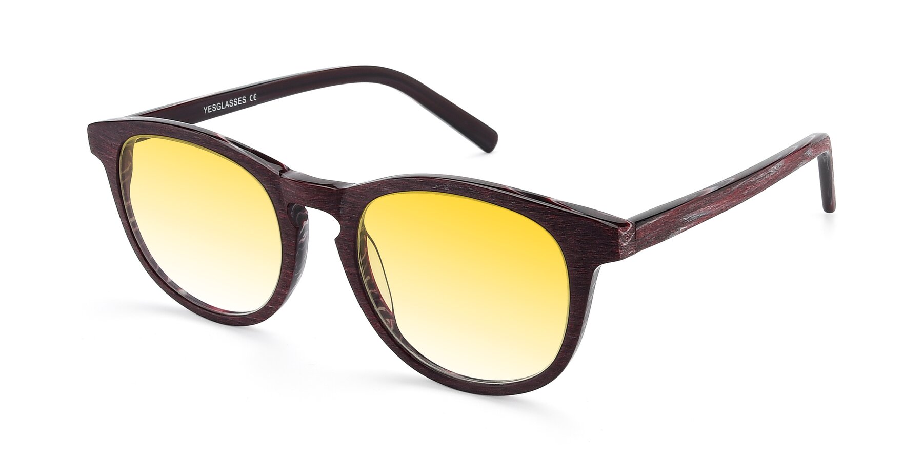 Angle of SR6044 in Wine-Wooden with Yellow Gradient Lenses