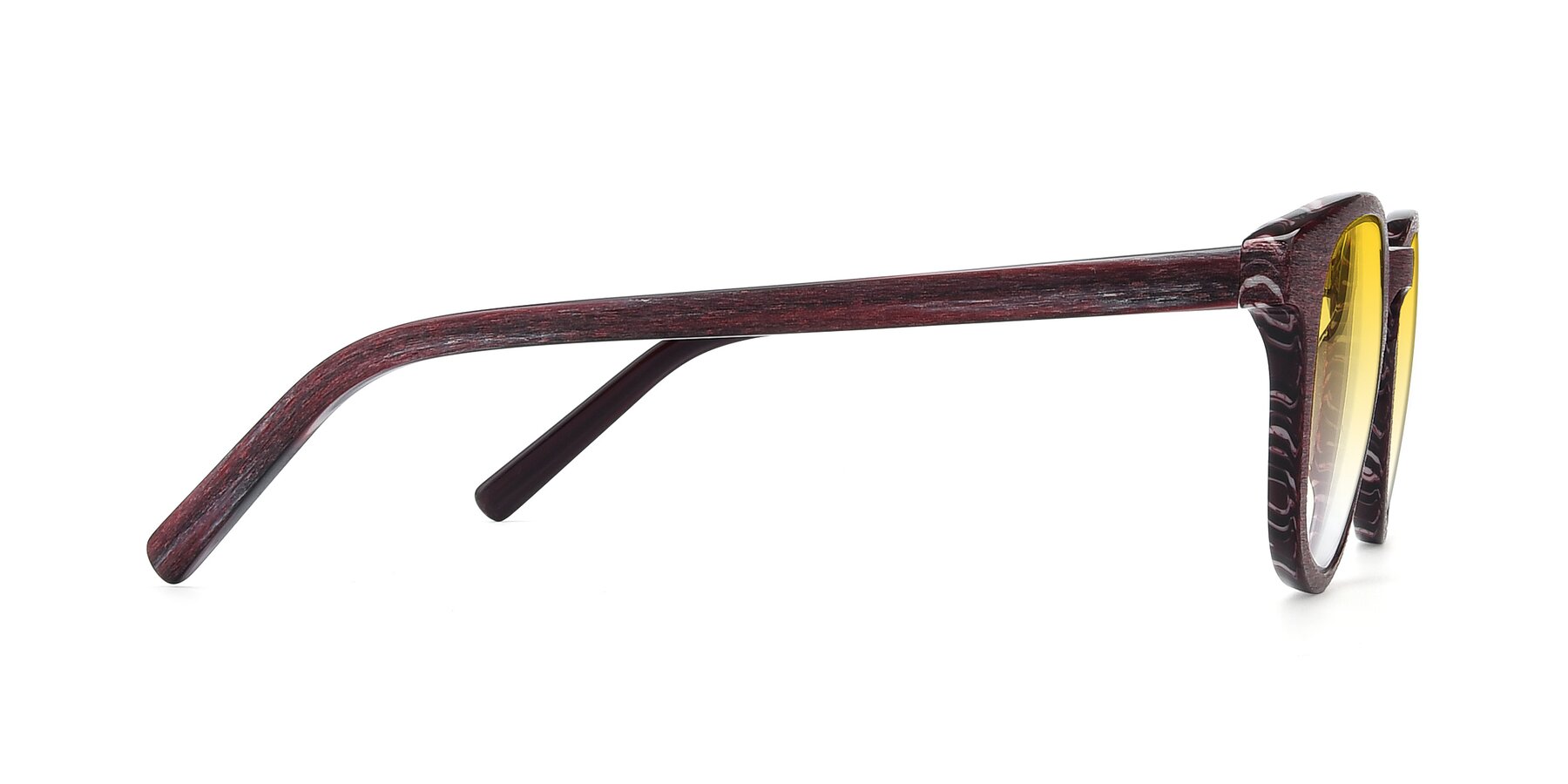 Side of SR6044 in Wine-Wooden with Yellow Gradient Lenses