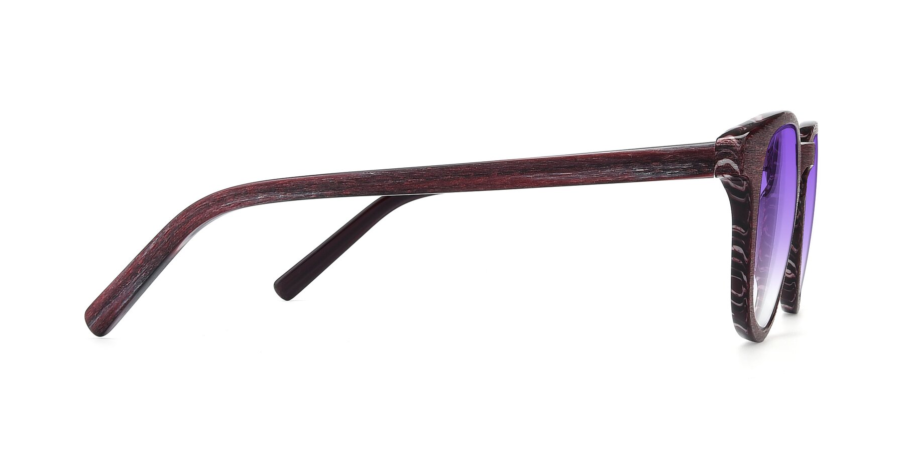 Side of SR6044 in Wine-Wooden with Purple Gradient Lenses