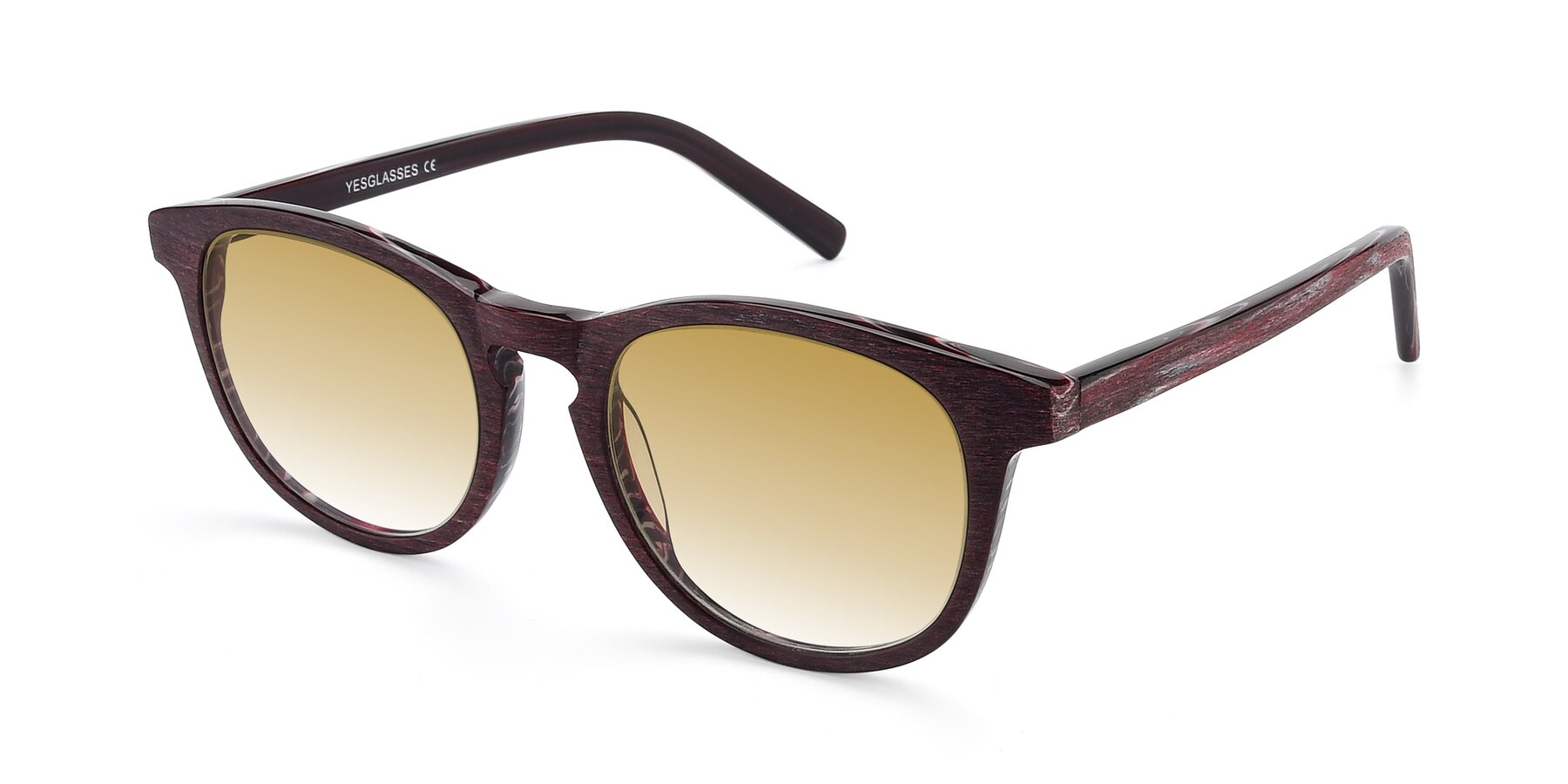 Angle of SR6044 in Wine-Wooden with Champagne Gradient Lenses
