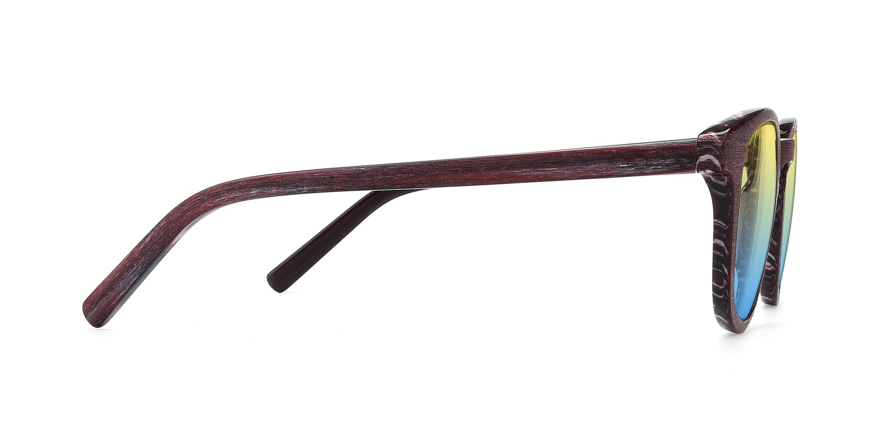 Side of SR6044 in Wine-Wooden with Yellow / Blue Gradient Lenses