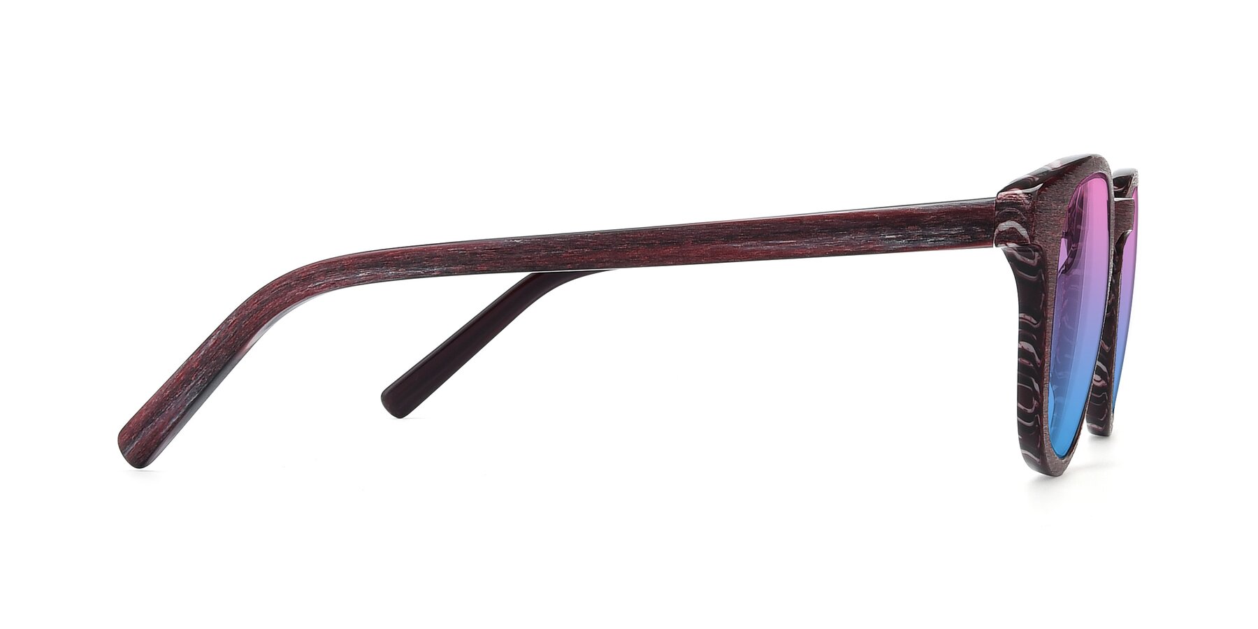 Side of SR6044 in Wine-Wooden with Pink / Blue Gradient Lenses