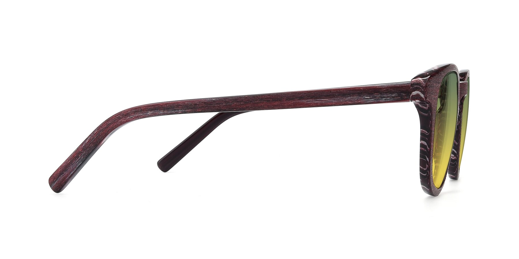 Side of SR6044 in Wine-Wooden with Green / Yellow Gradient Lenses