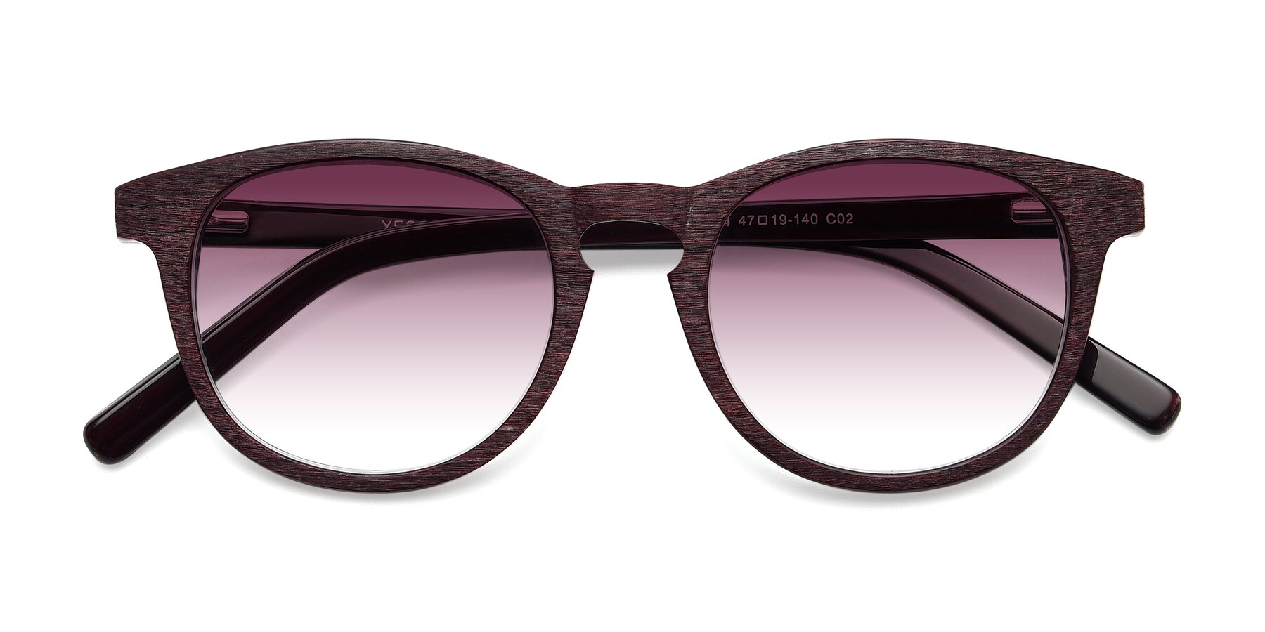 Folded Front of SR6044 in Wine-Wooden with Wine Gradient Lenses