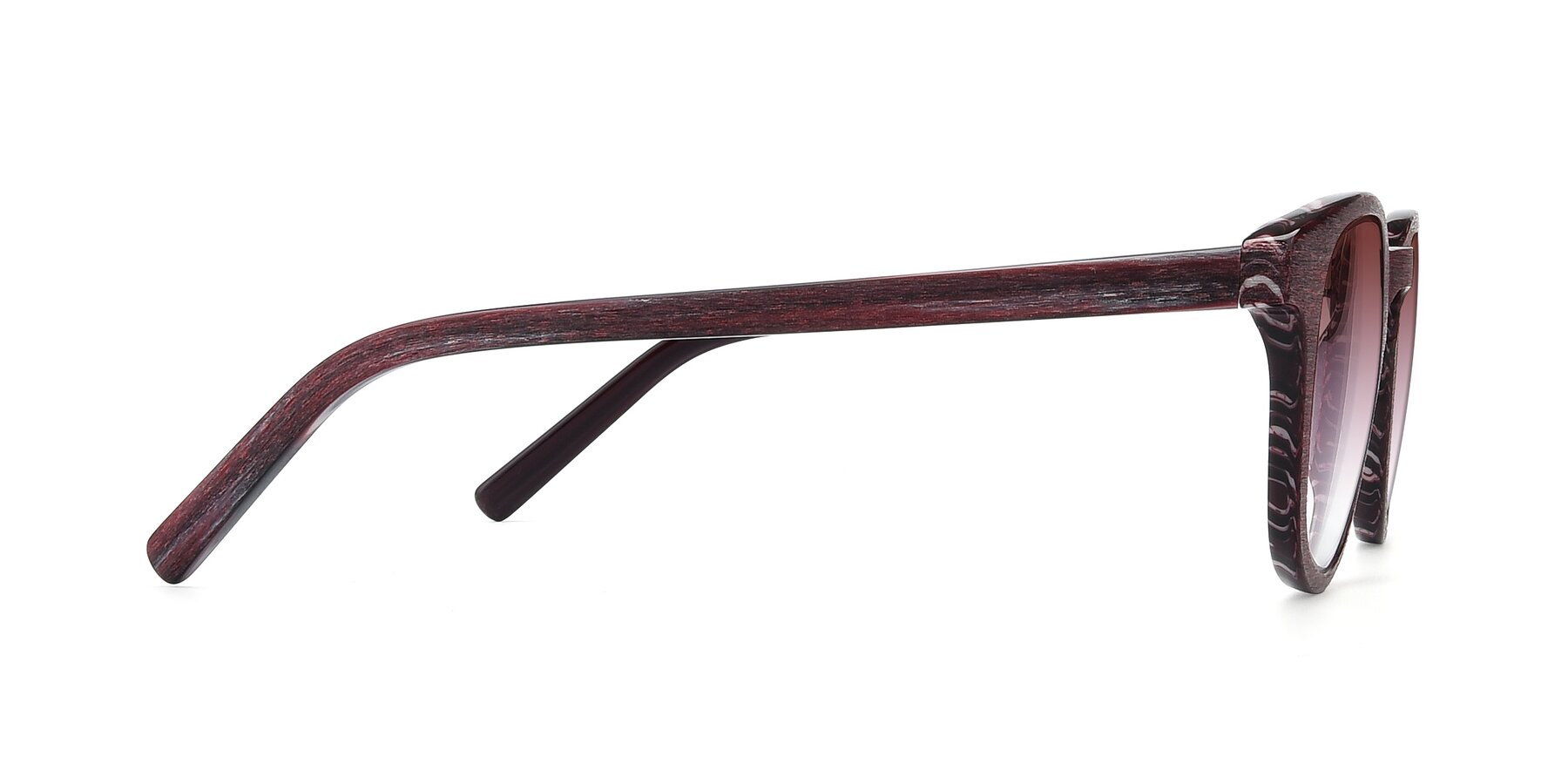 Side of SR6044 in Wine-Wooden with Garnet Gradient Lenses