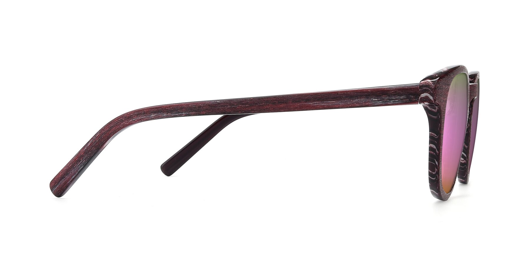 Side of SR6044 in Wine-Wooden with Pink Mirrored Lenses