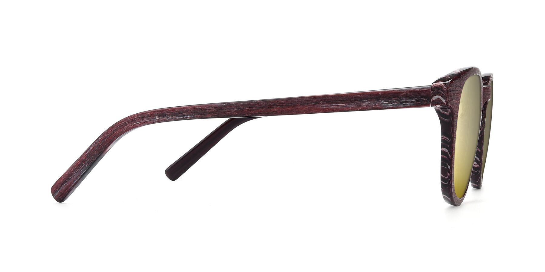 Side of SR6044 in Wine-Wooden with Gold Mirrored Lenses