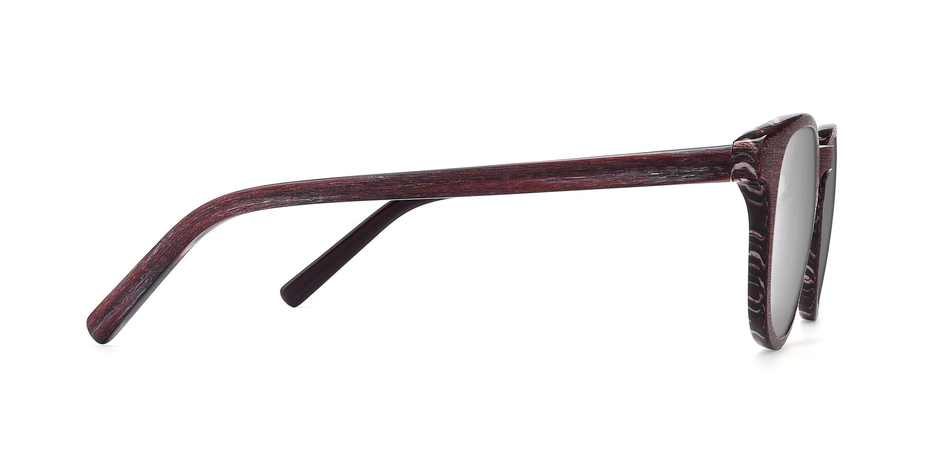 Side of SR6044 in Wine-Wooden with Silver Mirrored Lenses