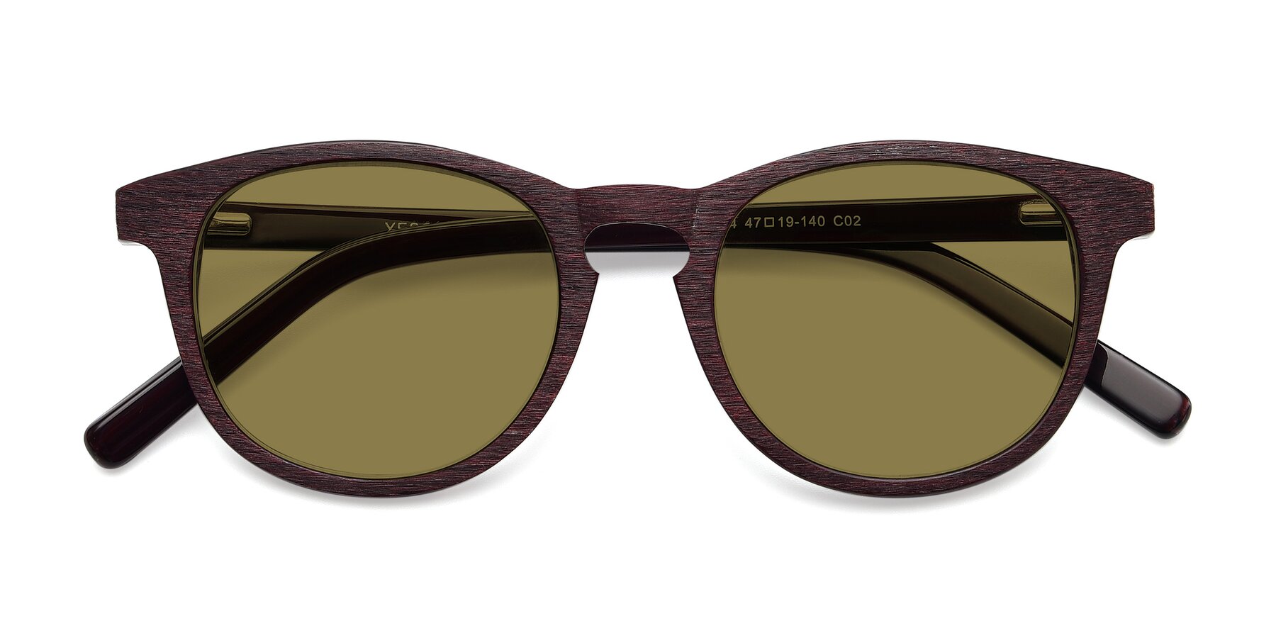 Folded Front of SR6044 in Wine-Wooden with Brown Polarized Lenses