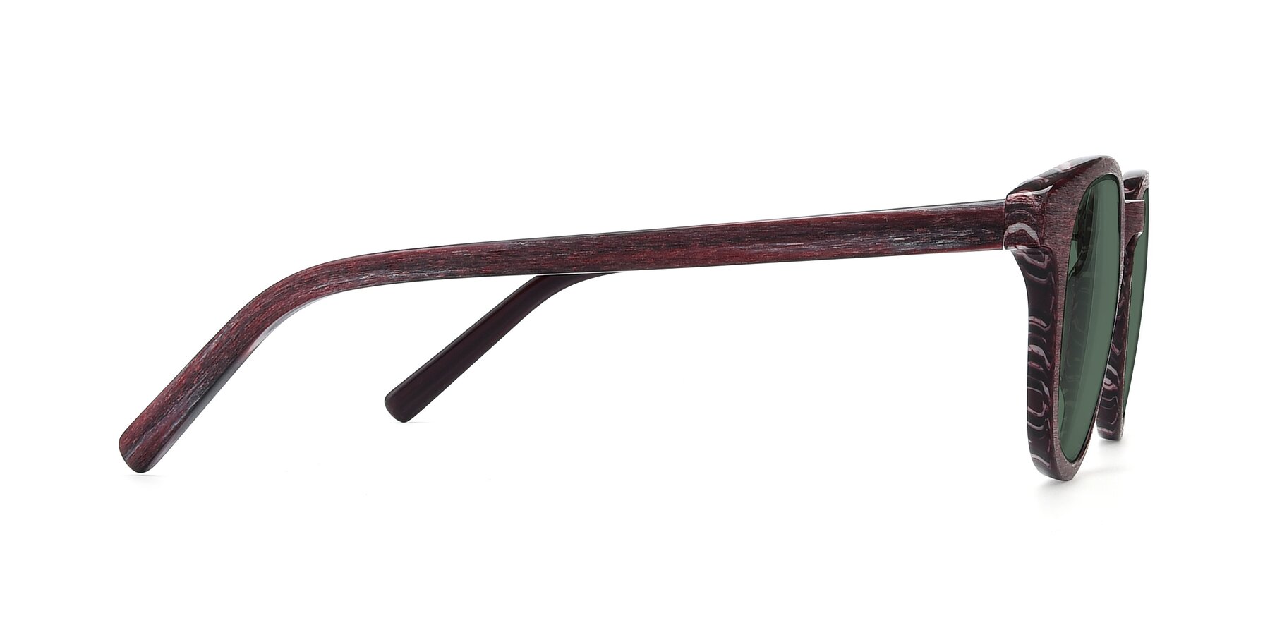 Side of SR6044 in Wine-Wooden with Green Polarized Lenses