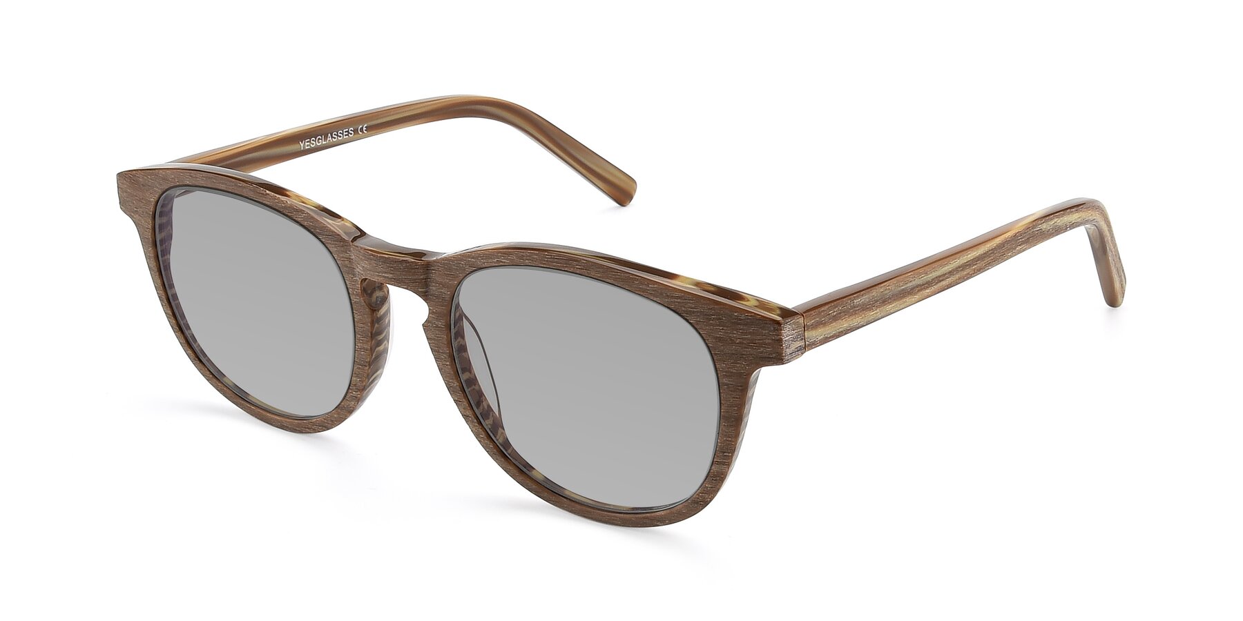 Angle of SR6044 in Brown-Wooden with Light Gray Tinted Lenses