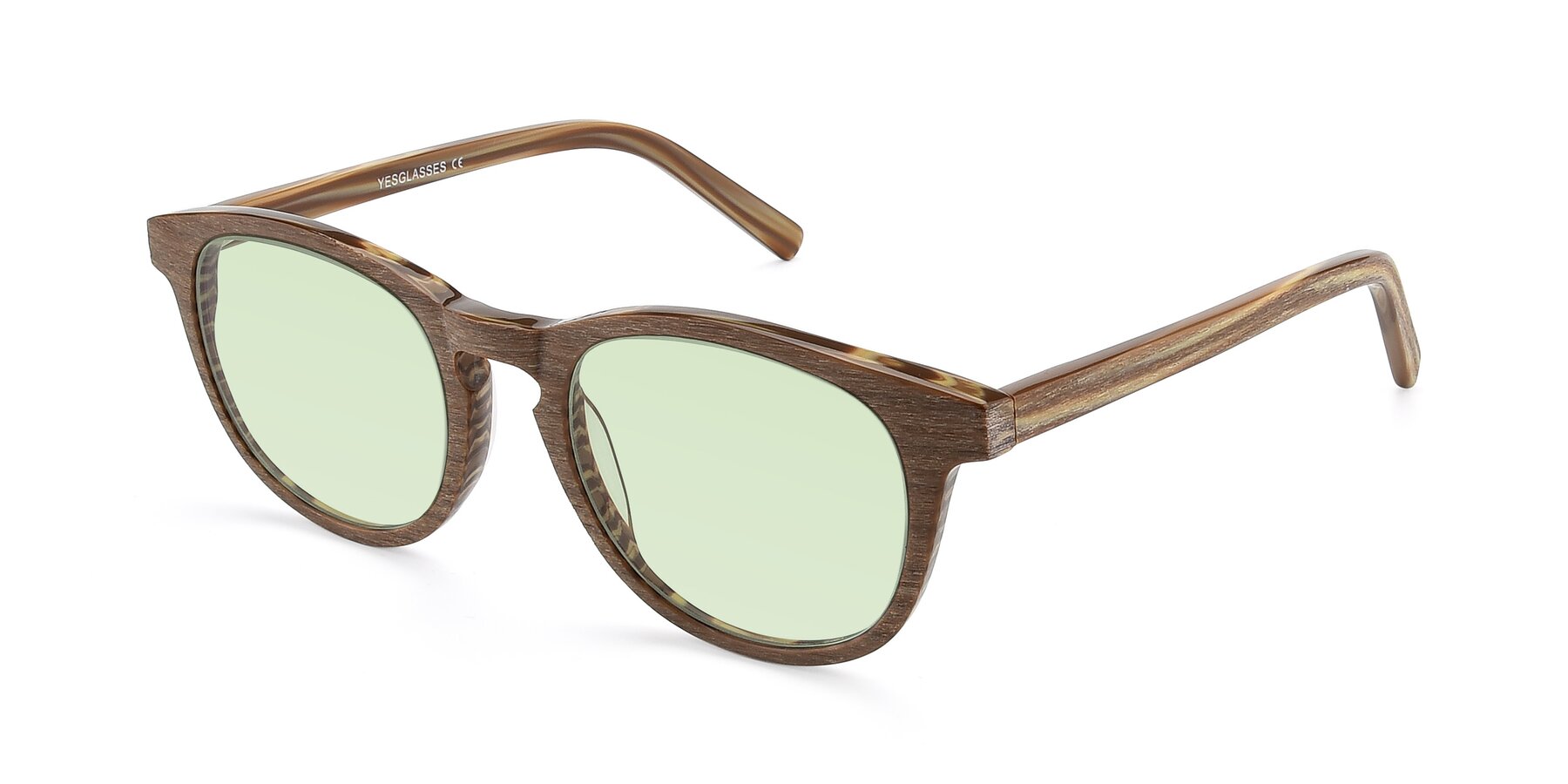 Angle of SR6044 in Brown-Wooden with Light Green Tinted Lenses