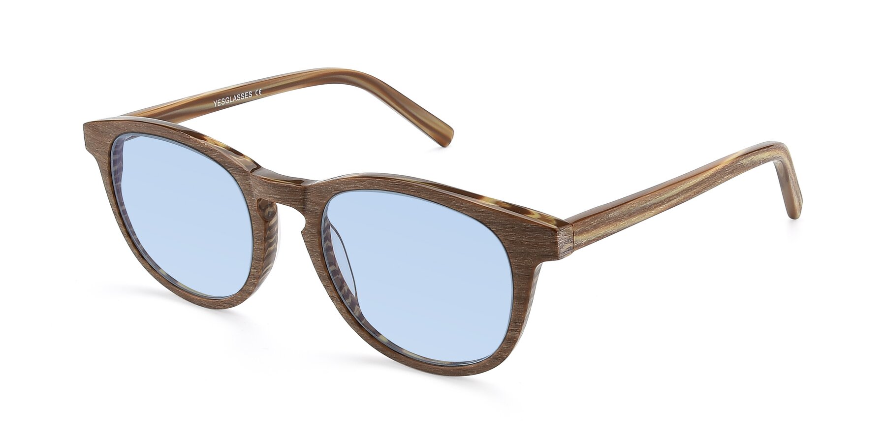 Angle of SR6044 in Brown-Wooden with Light Blue Tinted Lenses
