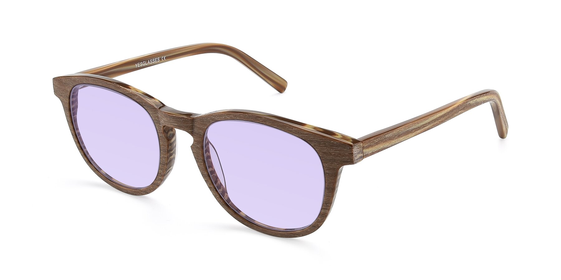 Angle of SR6044 in Brown-Wooden with Light Purple Tinted Lenses