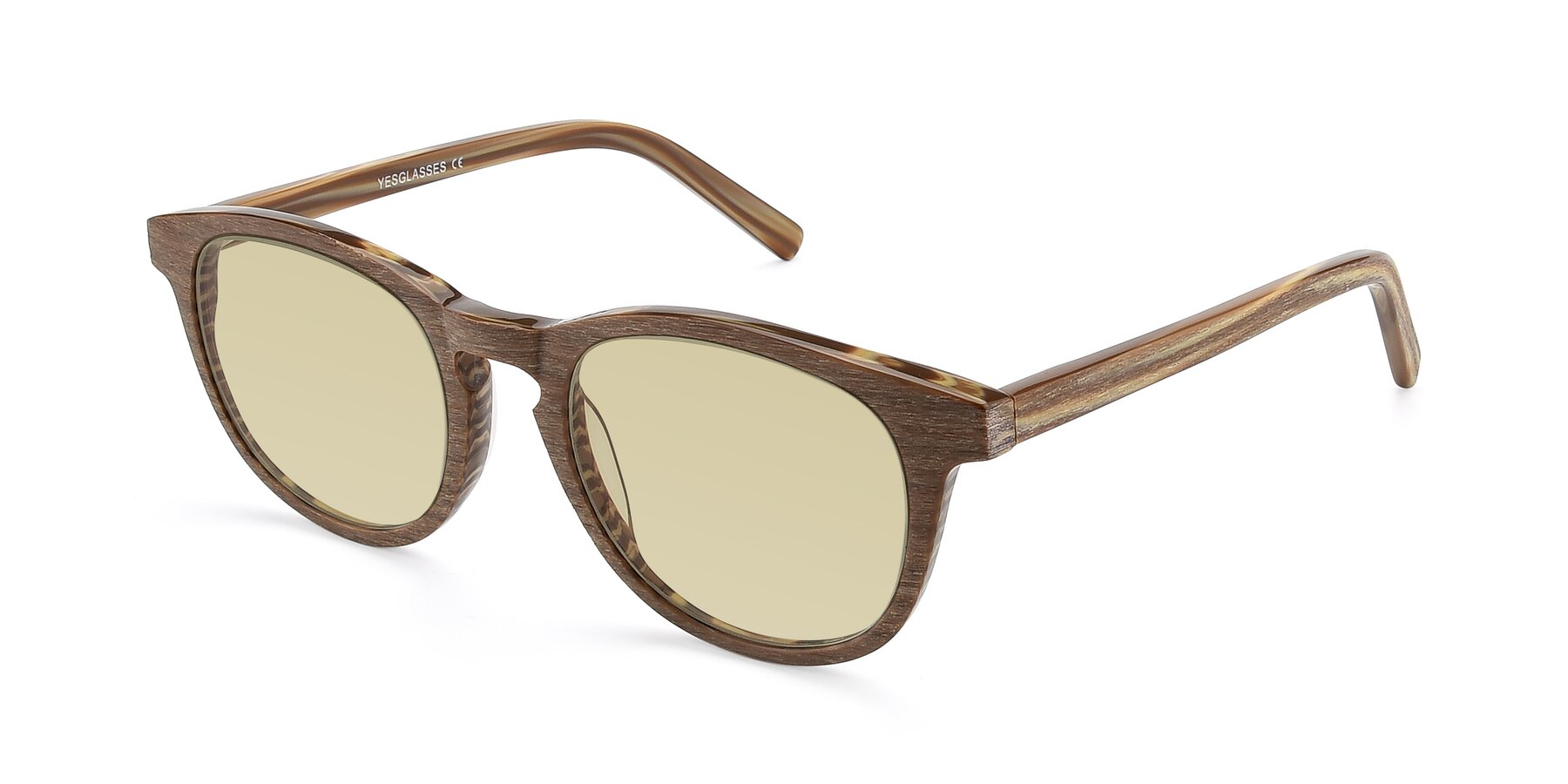 Angle of SR6044 in Brown-Wooden with Light Champagne Tinted Lenses