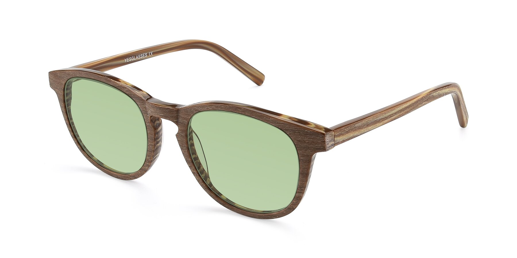 Angle of SR6044 in Brown-Wooden with Medium Green Tinted Lenses