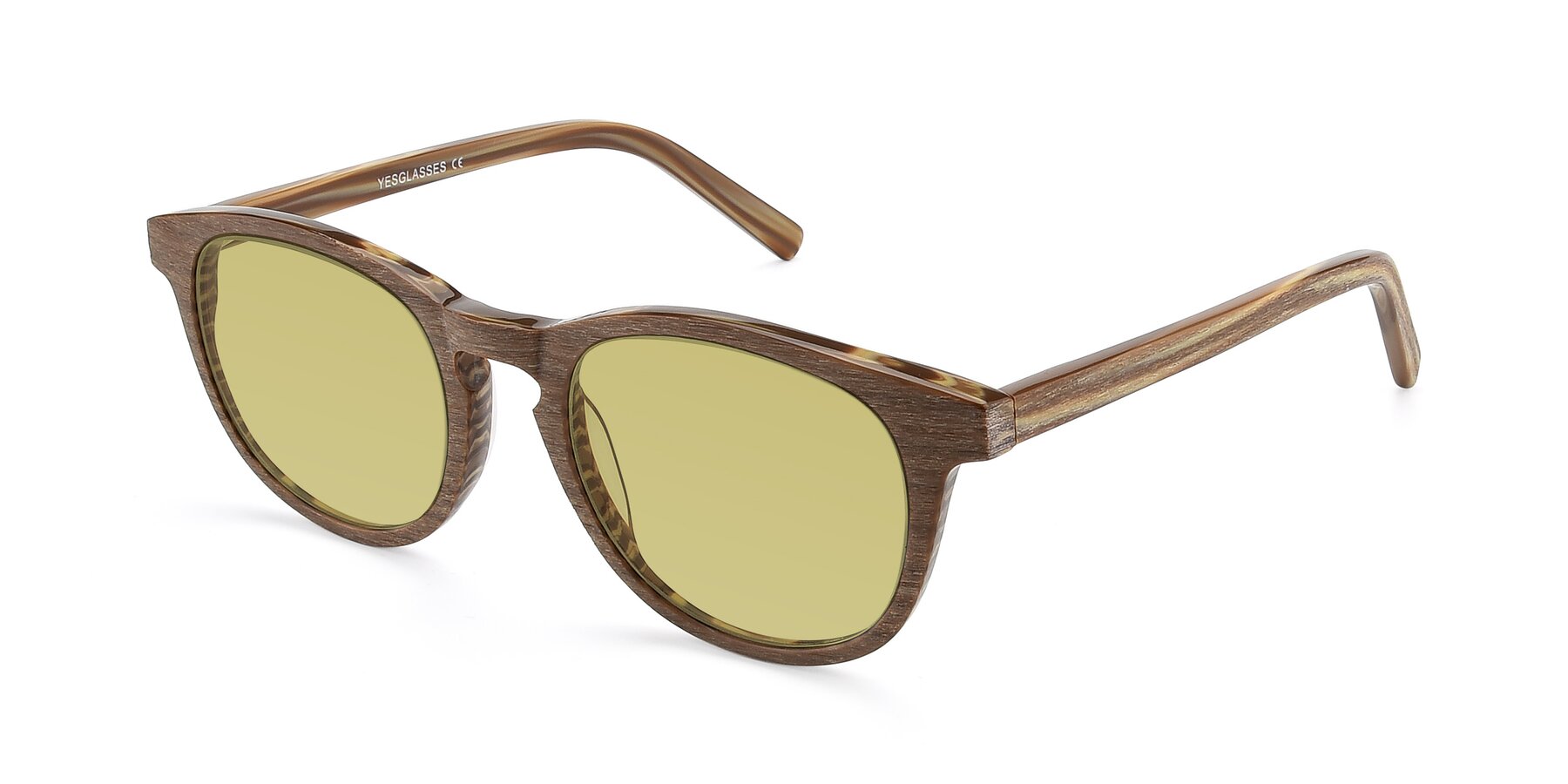Angle of SR6044 in Brown-Wooden with Medium Champagne Tinted Lenses
