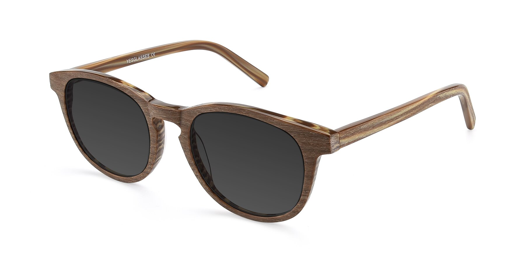 Angle of SR6044 in Brown-Wooden with Gray Tinted Lenses