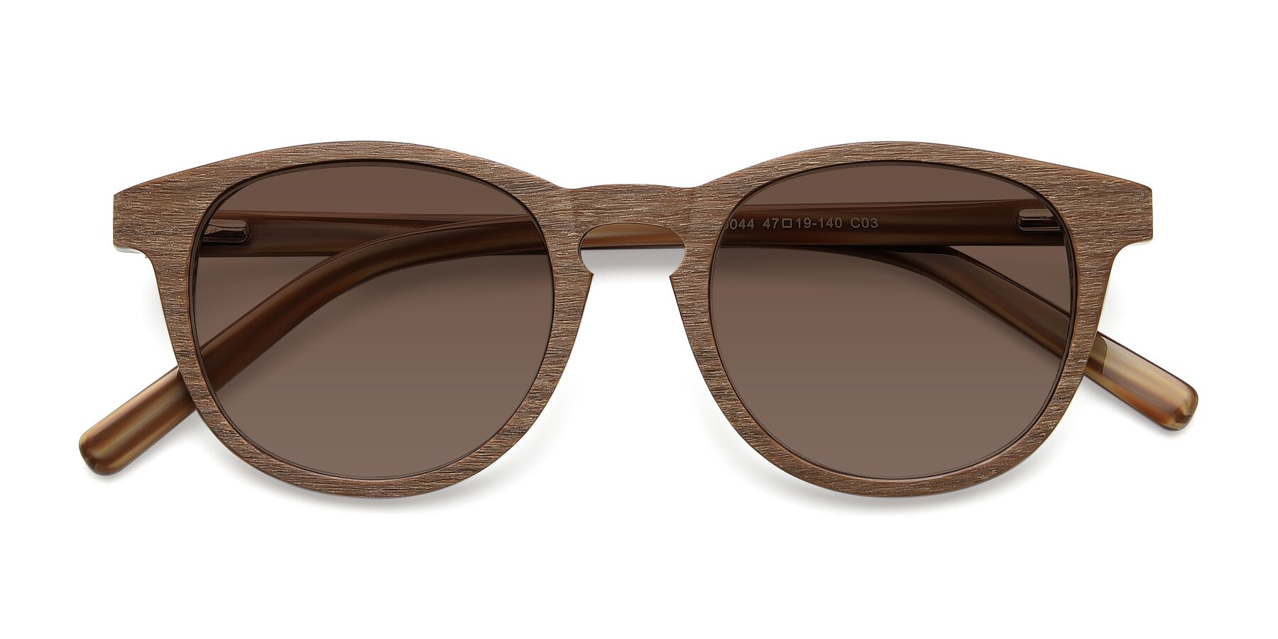 Folded Front of SR6044 in Brown-Wooden with Brown Tinted Lenses