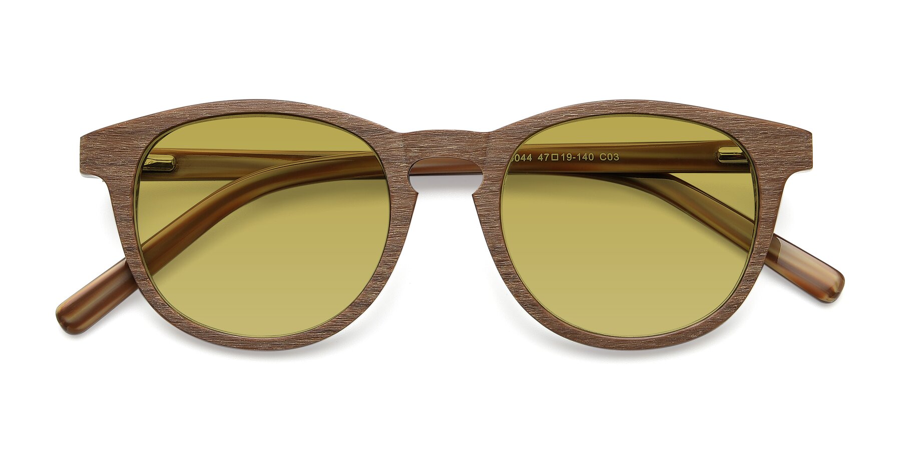 Folded Front of SR6044 in Brown-Wooden with Champagne Tinted Lenses