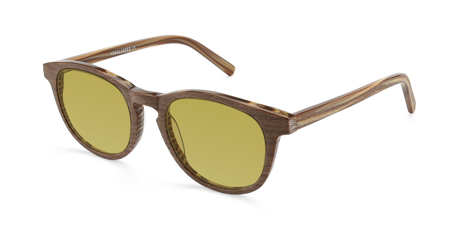 Angle of SR6044 in Brown-Wooden with Champagne Tinted Lenses