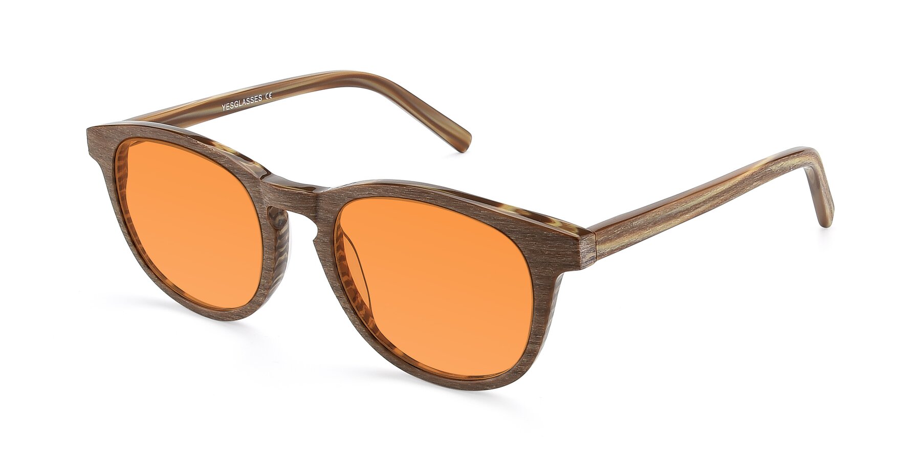 Angle of SR6044 in Brown-Wooden with Orange Tinted Lenses