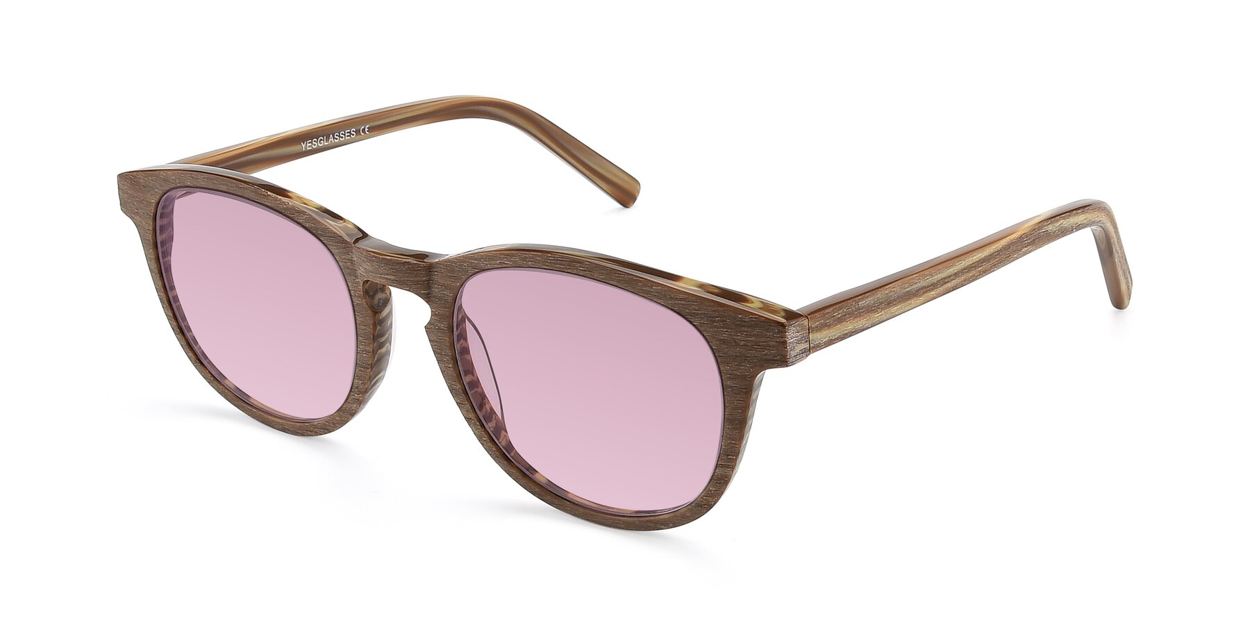 Angle of SR6044 in Brown-Wooden with Light Wine Tinted Lenses