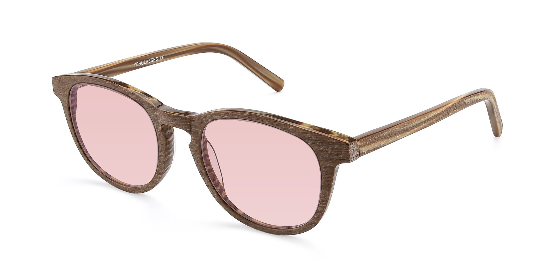 Angle of SR6044 in Brown-Wooden with Light Garnet Tinted Lenses