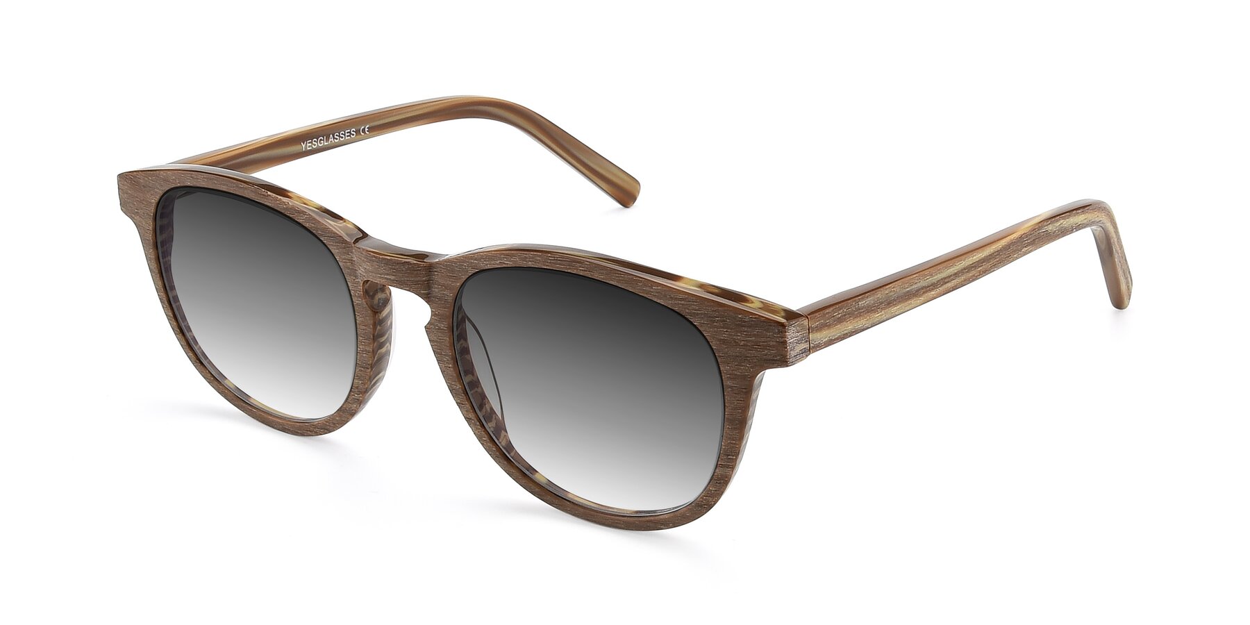 Angle of SR6044 in Brown-Wooden with Gray Gradient Lenses