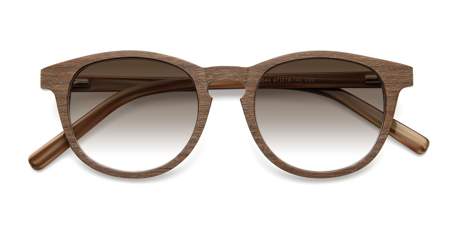 Folded Front of SR6044 in Brown-Wooden with Brown Gradient Lenses