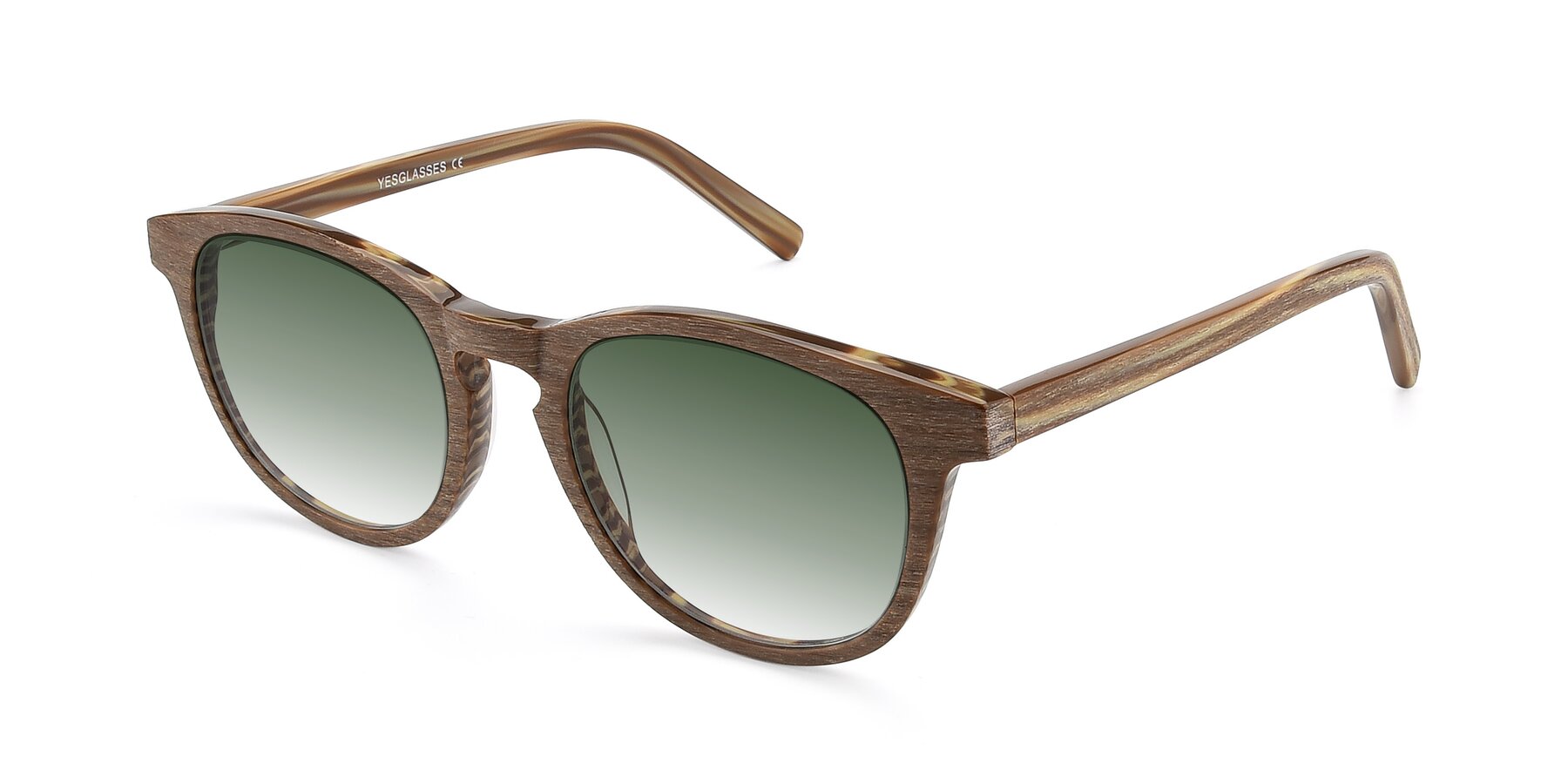Angle of SR6044 in Brown-Wooden with Green Gradient Lenses