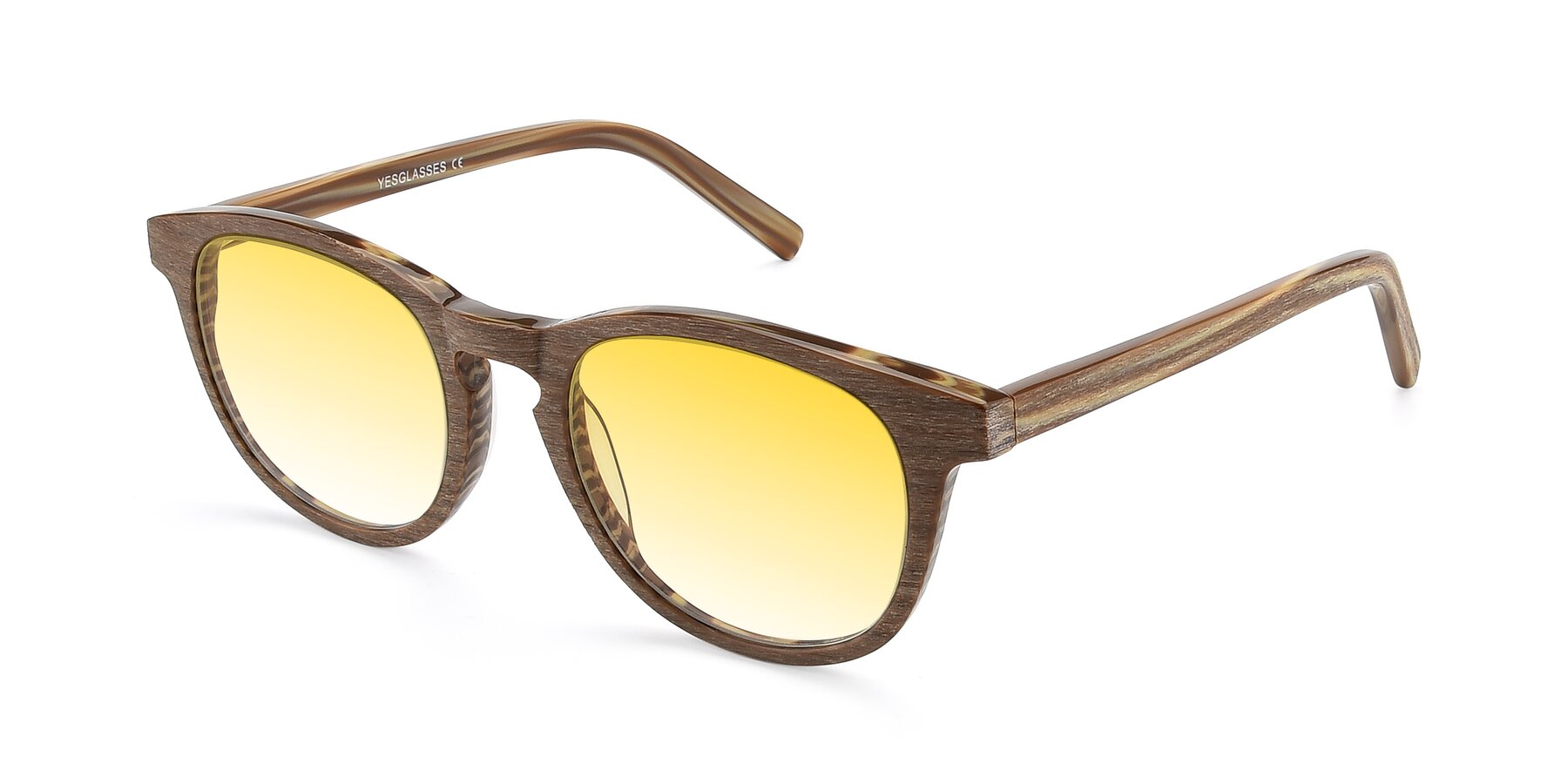 Angle of SR6044 in Brown-Wooden with Yellow Gradient Lenses