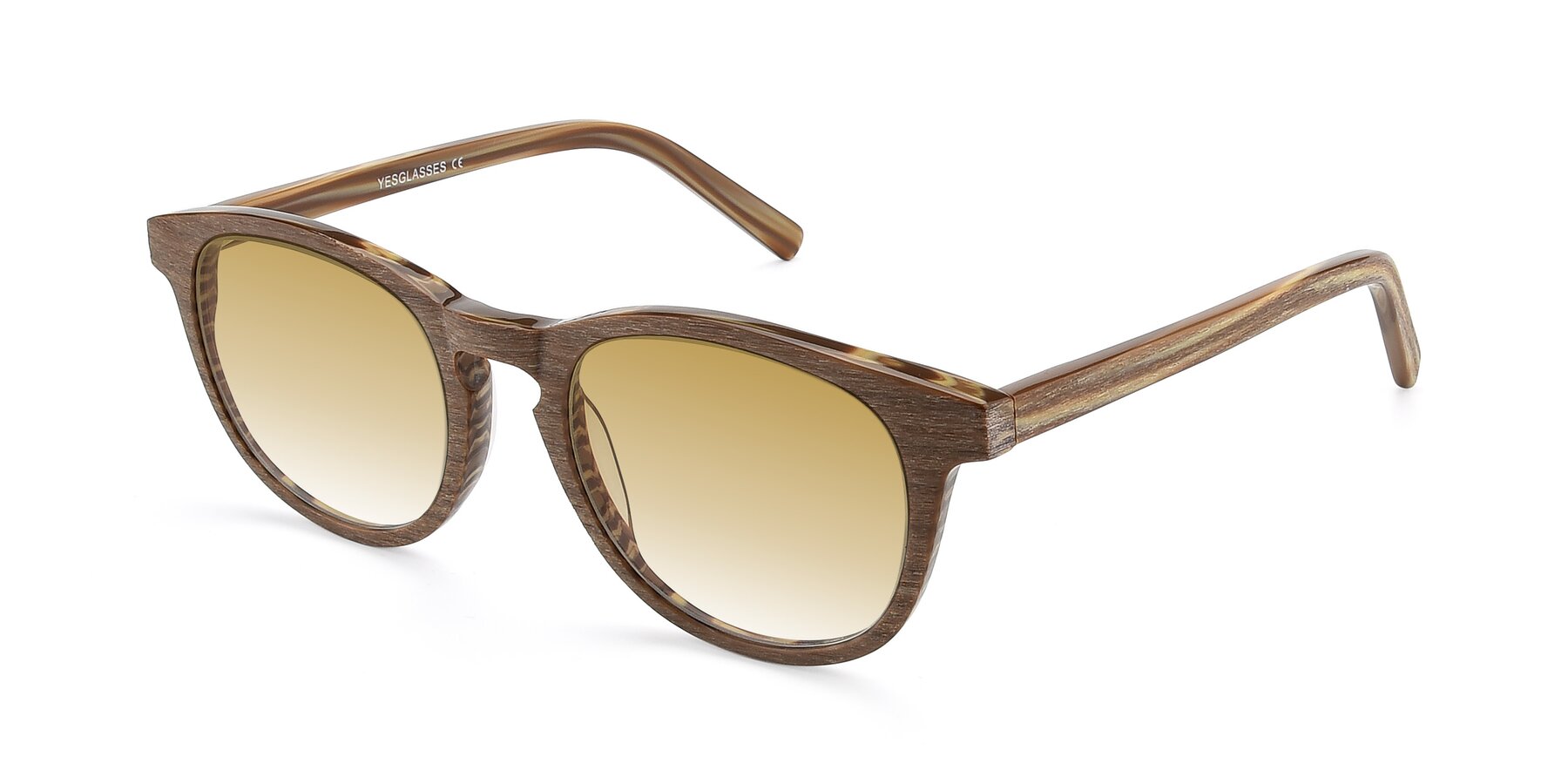 Angle of SR6044 in Brown-Wooden with Champagne Gradient Lenses