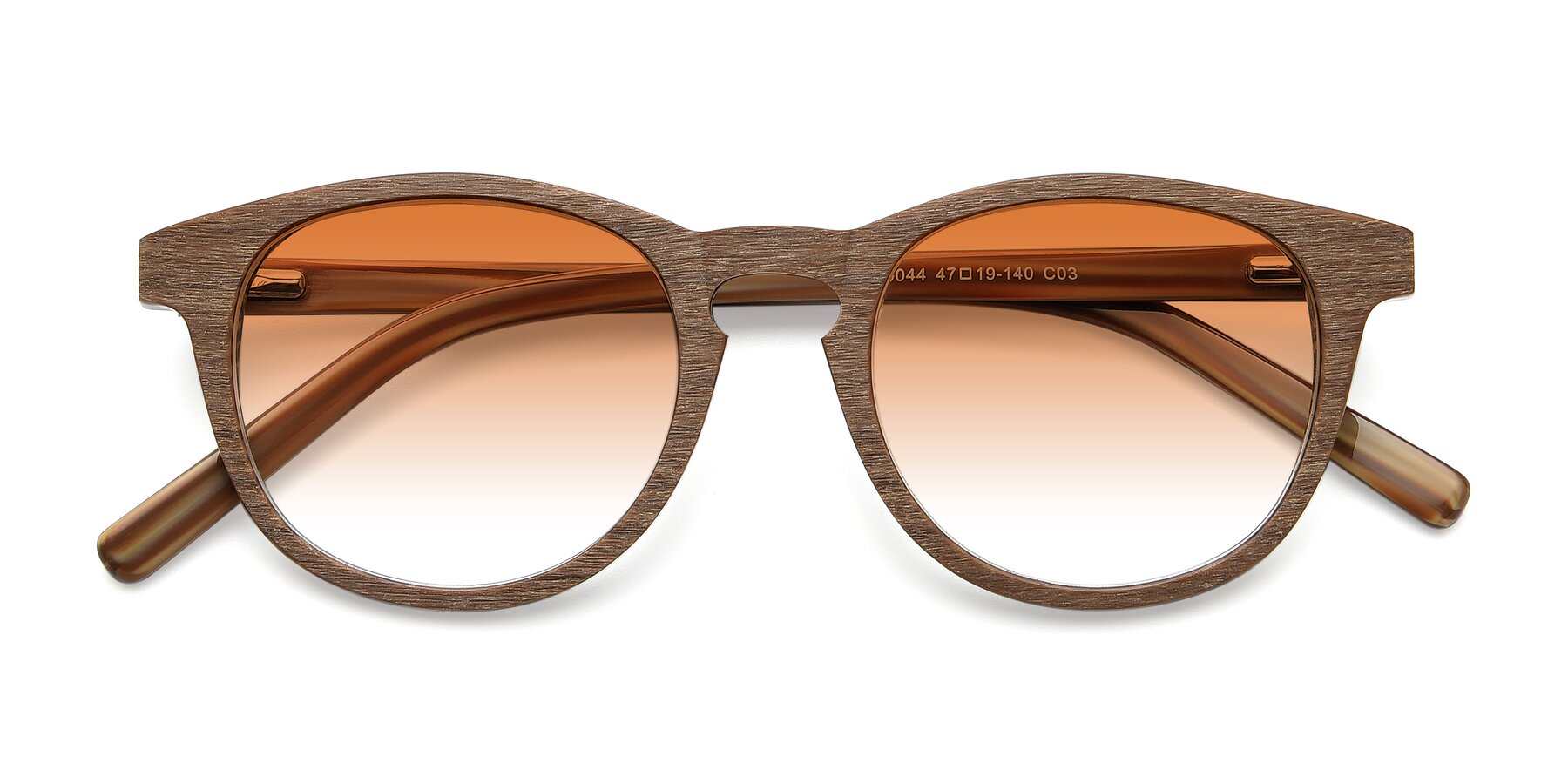 Folded Front of SR6044 in Brown-Wooden with Orange Gradient Lenses