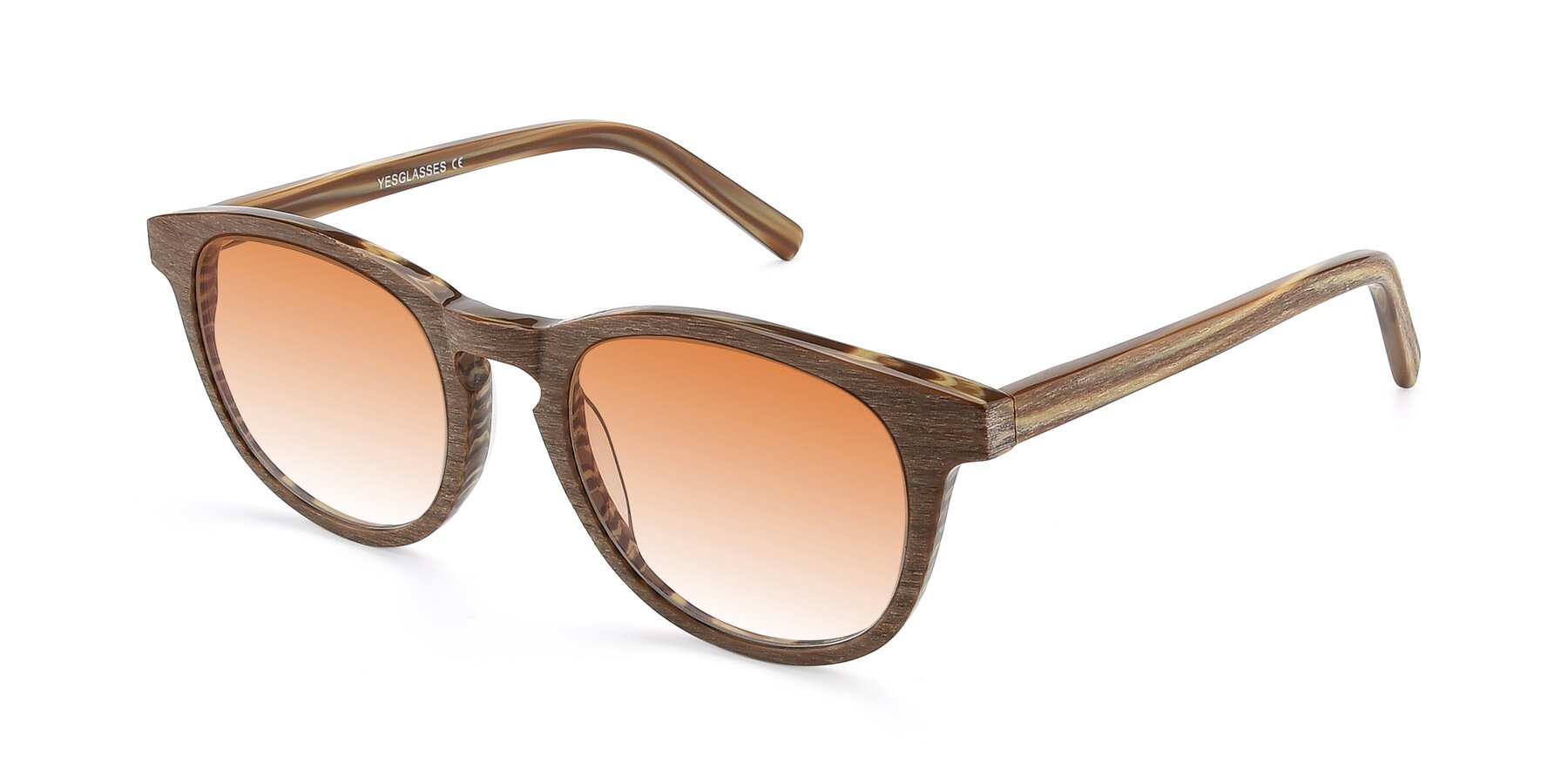 Angle of SR6044 in Brown-Wooden with Orange Gradient Lenses
