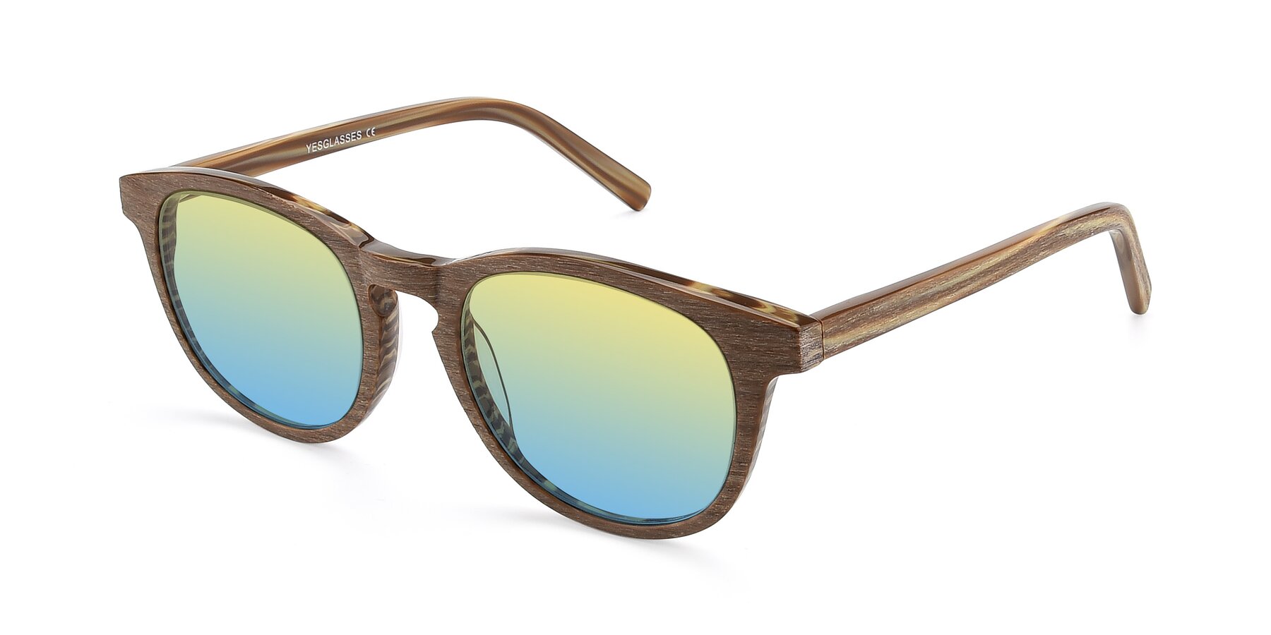 Angle of SR6044 in Brown-Wooden with Yellow / Blue Gradient Lenses