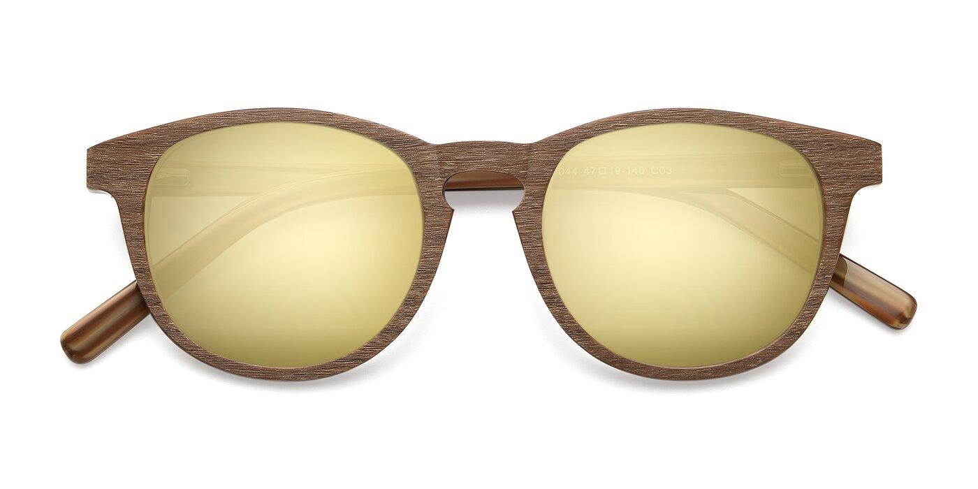 SR6044 - Brown / Wooden Flash Mirrored Sunglasses