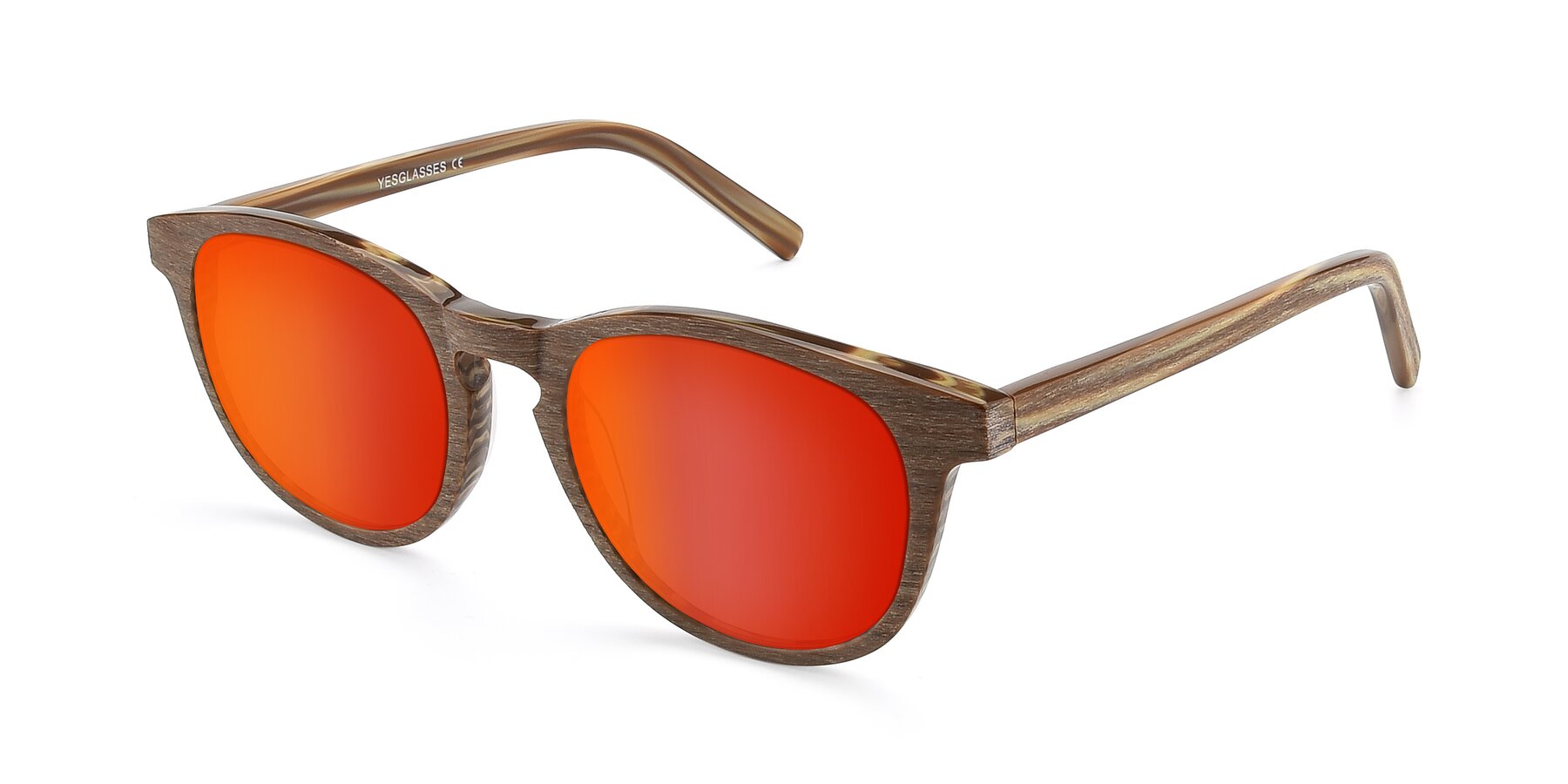Angle of SR6044 in Brown-Wooden with Red Gold Mirrored Lenses