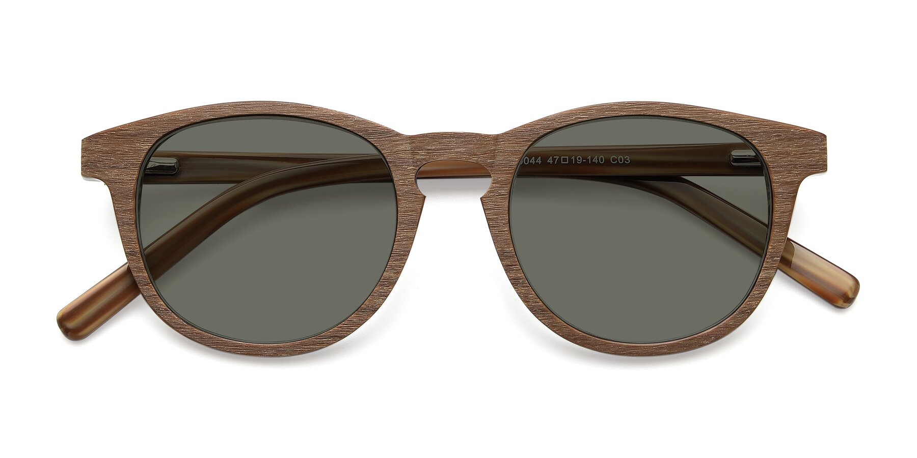 Folded Front of SR6044 in Brown-Wooden with Gray Polarized Lenses