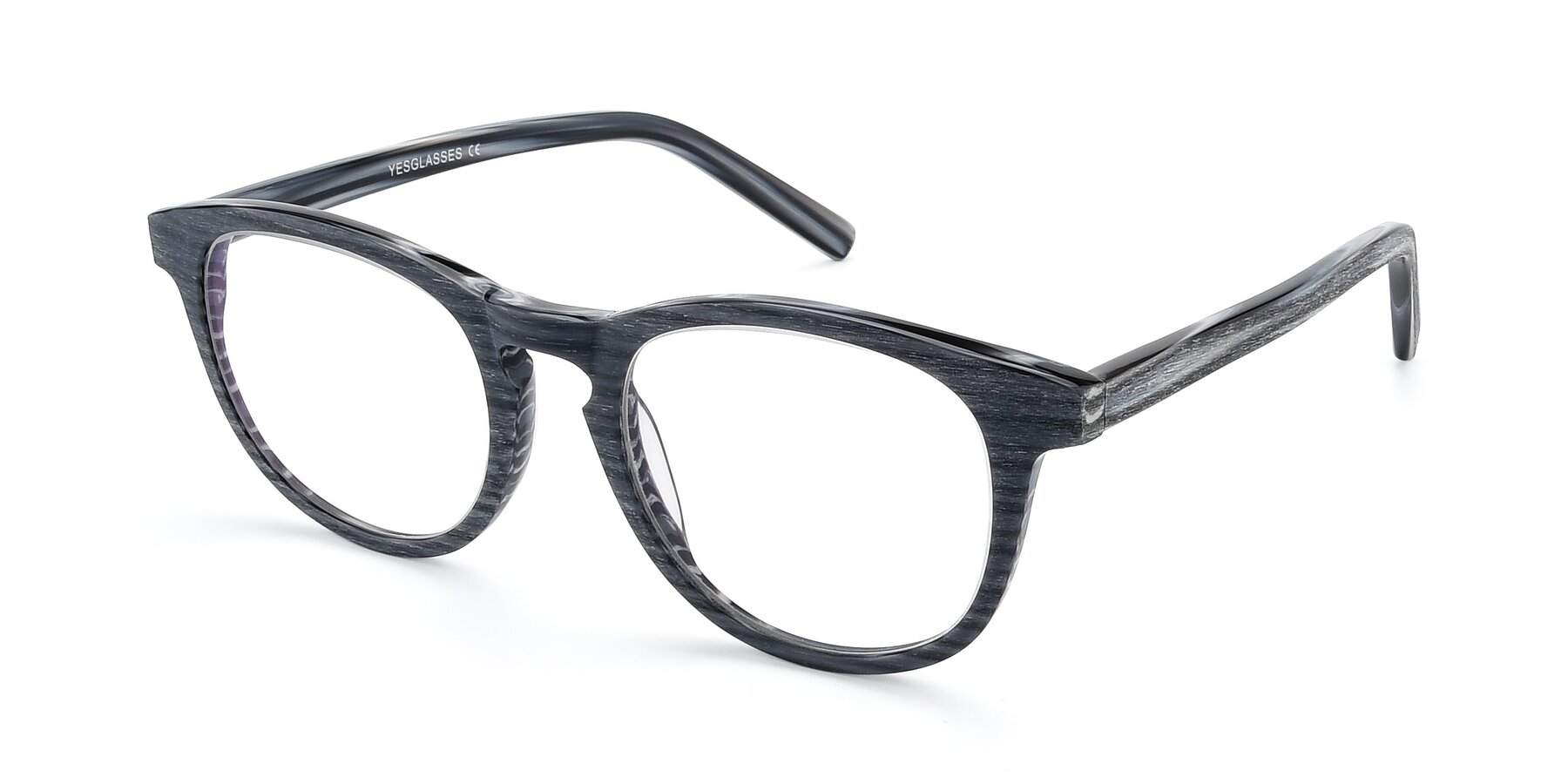 Angle of SR6044 in Gray-Wooden with Clear Eyeglass Lenses