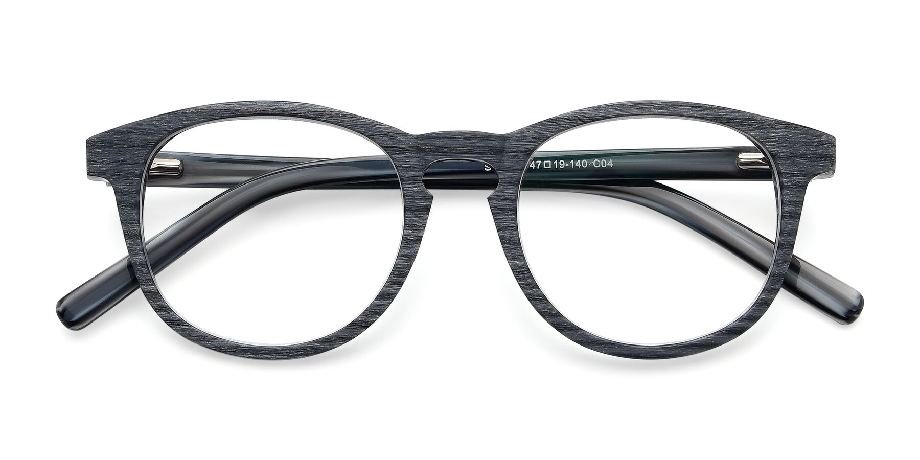 View of SR6044 in Gray-Wooden with Clear Reading Eyeglass Lenses